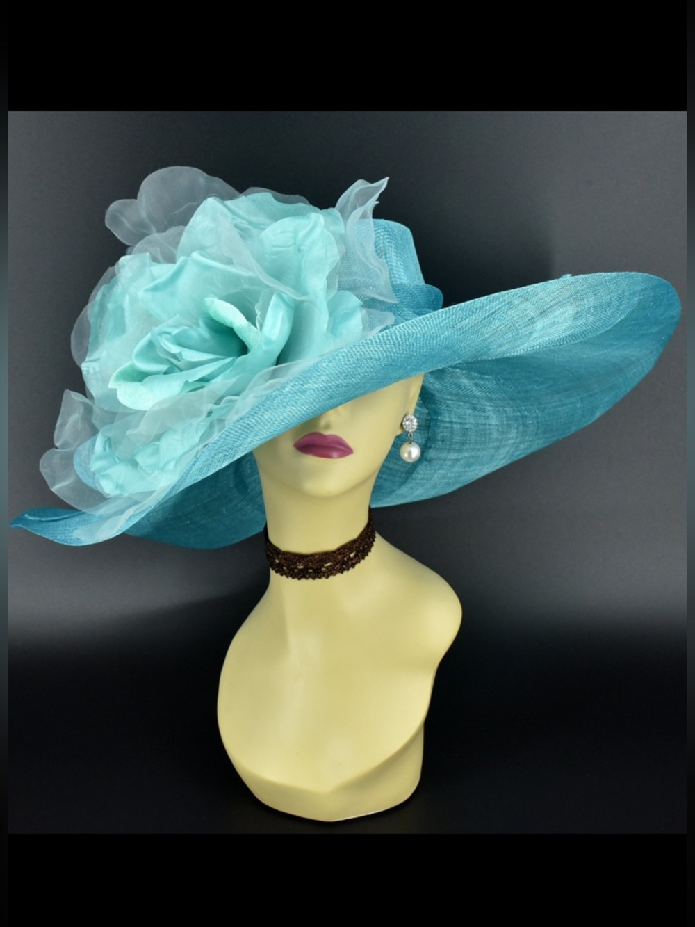 Turquoise Kentucky Derby Hat - Picture 3 of 3